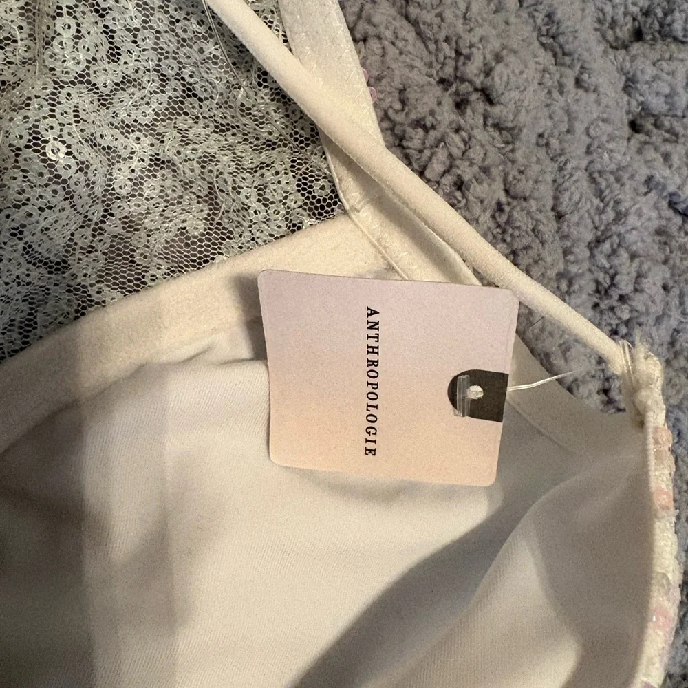 Anthropologie Sequin Lace Bralette - White L